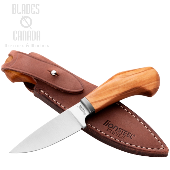 Lion Steel Willy Fixed Blade Knife, M390 Satin, Olive Wood, Leather Sheath, WL1 UL Lion Steel Willy Fixed Blade Knife, M390 Satin, Olive Wood, Leather Sheath, WL1 UL